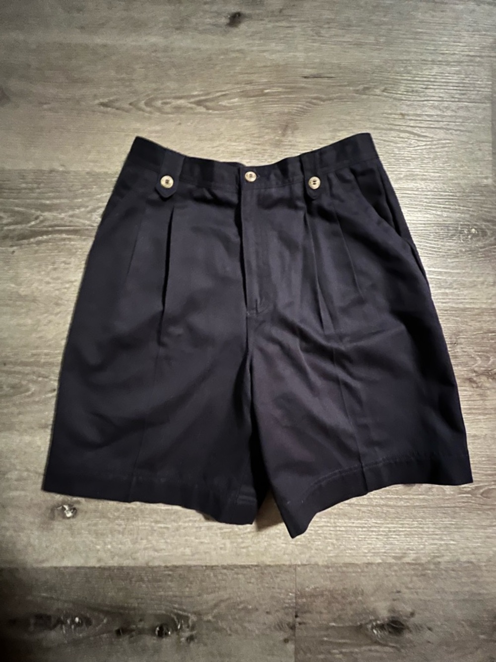 Vintage 90s Navy Blue Liz Claiborne Sport Petite High Waisted Pleated Mom Shorts